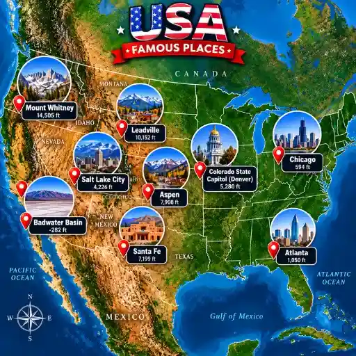 Elevation Generation 1 Elevation of famous places and Extremes